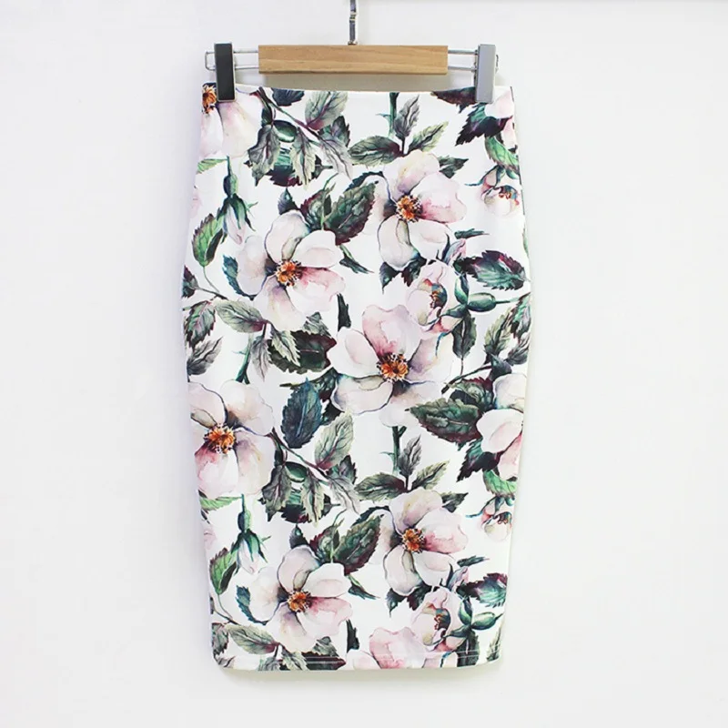 ZSIIBO Sexy Pleated Print Skirt Slim Fit Hip Long Skirts Women 2018 White High Waist Party Female Office clothing | Женская одежда