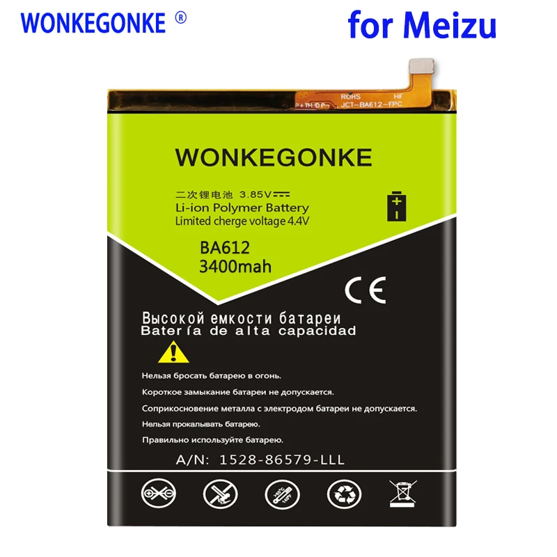 Аккумулятор WONKEGONKE 3400 мАч для Meizu Meizy 5S M6 12M M5 M612Q M5S BA612 батареи с номером