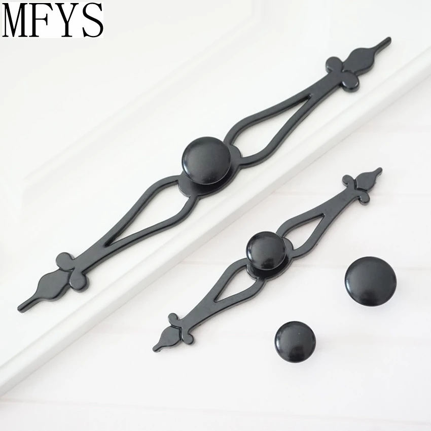 

Black Dresser Knob Drawer Knobs Handles / Kitchen Cabinet Knobs Pull Handle Ornate Hardware Furniture Door Handles Back Plate