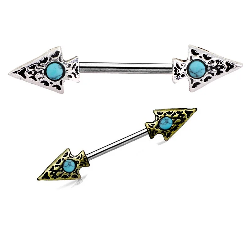 ZLDYOU 2 шт винтажные пирсинг шип сосков кольца Синий Камень 14 г ювелирные изделия
