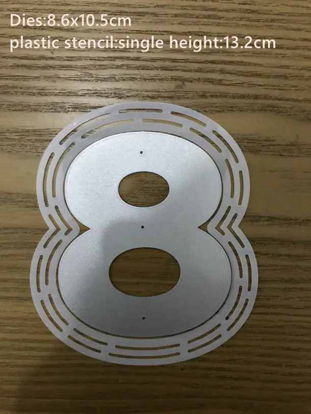 8dies and stencil От 0 до 9 цифр металлические режущие штампы с пластиковым трафаретом, лист для рисования скрапбукинга, альбом для тиснения, рукоделие, изготовление карт - Цвет: 8dies and stencil