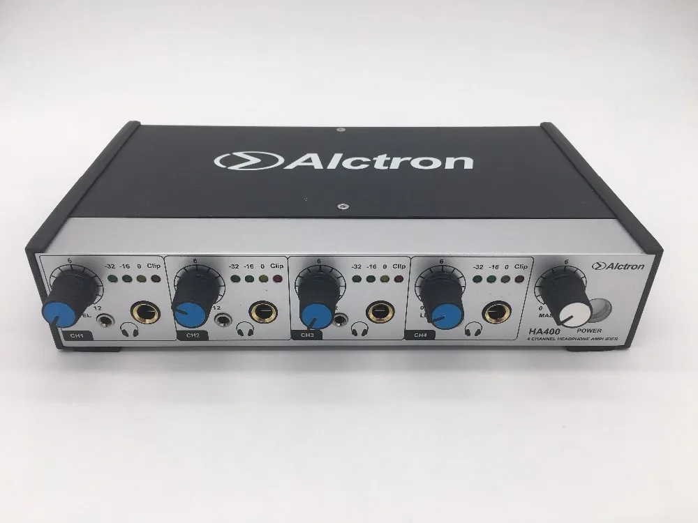 Alctron HA400 4-канальный профессиональный компактный усилитель для наушников для сцены, церковь, студии, включают: DC 15 V адаптер переменного тока