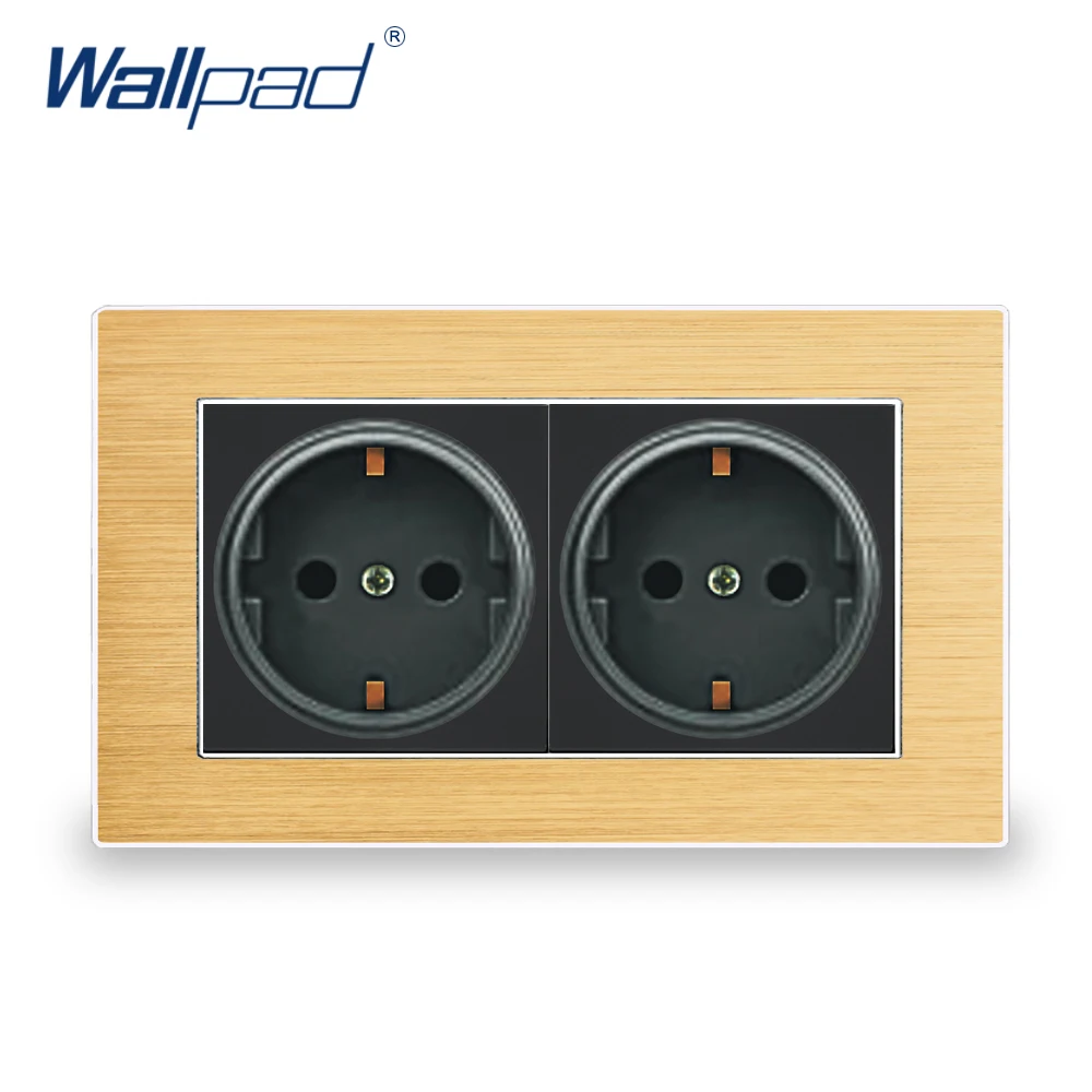 Европейская 2 контактная немецкая розетка Wallpad Роскошная сатиновая