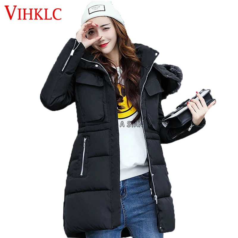 2017 большой меховой воротник женская зимняя куртка с хлопковой подкладкой