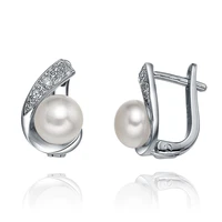 sinya natural pearls hoop earring euro english lock style in 925 sterling silver for girls women lover 2019 fashion promotion