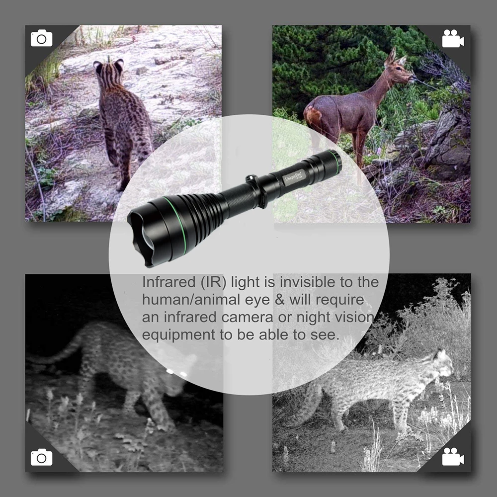 UniqueFire мощный ИК 850nm светодиодный фонарик UF-1508 75 мм асферический объектив Zoom Факел