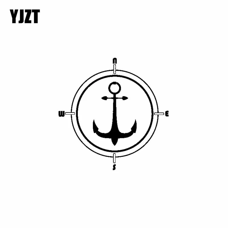 

YJZT 13.8CM*13.8CM Anchor Compass Navigation Car Sticker Vinyl Decal Black Silver C10-01145