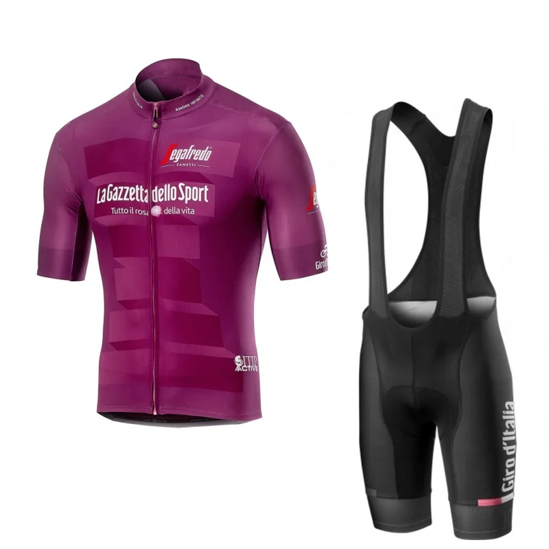 Новинка, pro tour de italy, розовая велосипедная майка, комплекты, дышащий, MTB, быстросохнущий, велосипедная одежда, Ropa ciclismo, гелевая подкладка - Цвет: purple bib