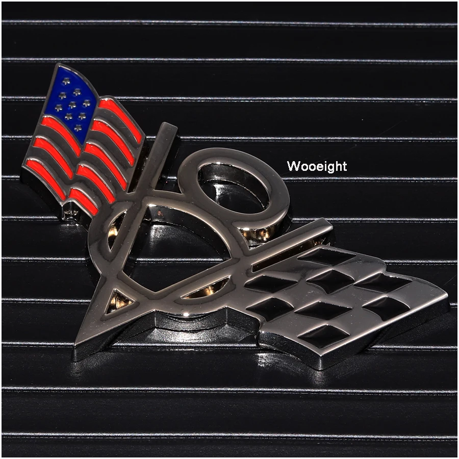 Металлическая 3d эмблема V8 Wooeight наклейка с американским флагом США на автомобиль