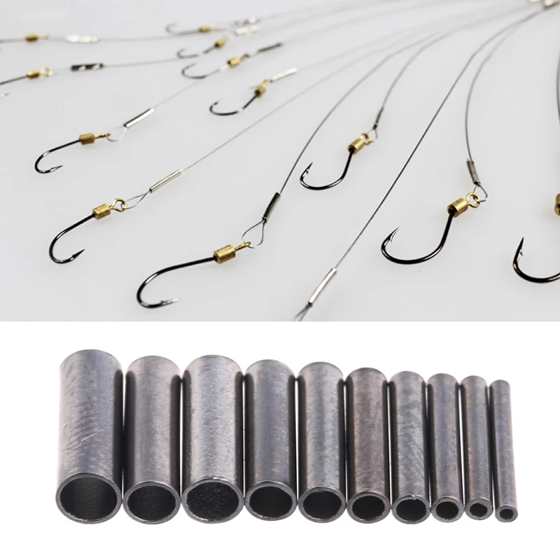 

OOTDTY Crimp Sleeve Copper Tube 100pcs Fishing Line Aluminum Crimp Sleeve Copper Tube Sea Fishing Accessories