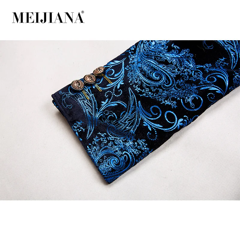 MEIJIANA, бренд, Мужской Блейзер, модный, 3D, цветочный принт, костюм, Блейзер, однобортный, одежда для вечеринки, приталенный Блейзер для мужчин