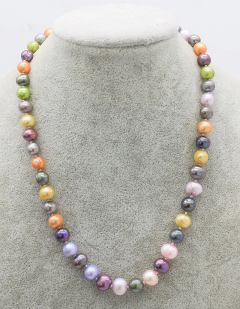 

Многоцветное жемчужное ожерелье frershwater около круглых 9-10 мм 17 дюймов, оптовая продажа бусин, природа FPPJ для женщин 2018