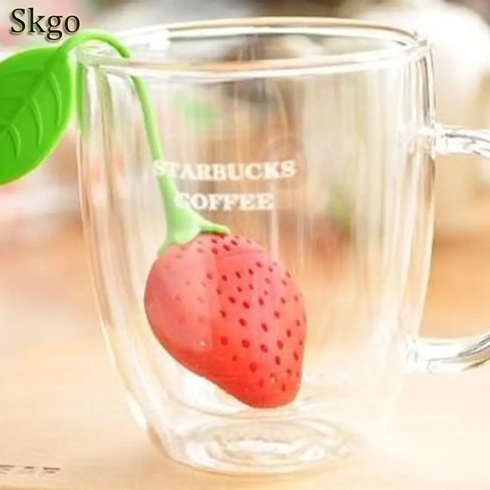 Чай силиконовый зеленый Клубника красный нет милые зазоры формы прямой и