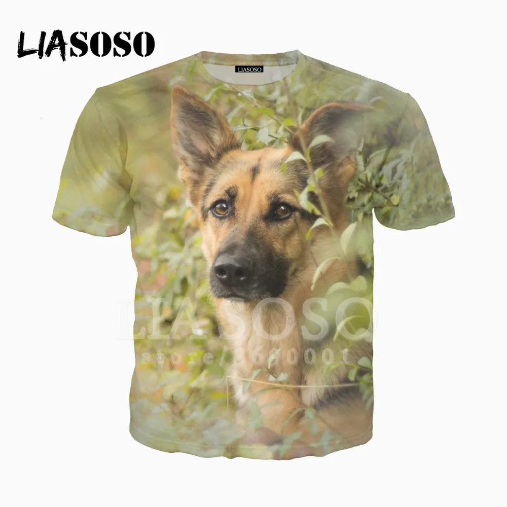 LIASOSO 3D печати для мужчин и женщин дизайн немецкой овчарки забавные Dogs футболка