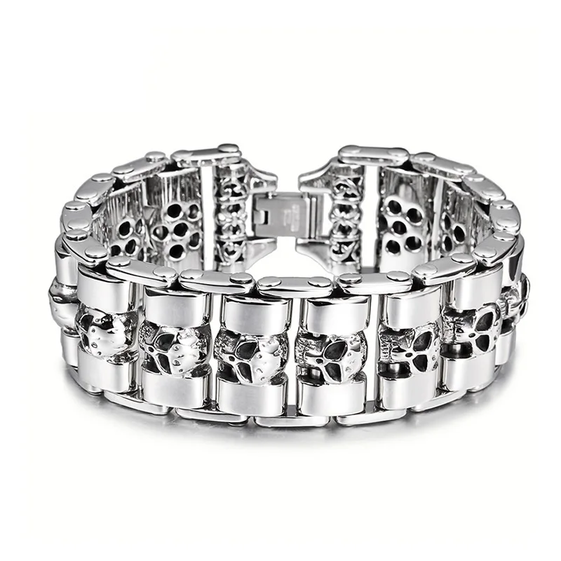 

New locomotive men skull titanium steel bracelet trend personality punk fashion jewelry