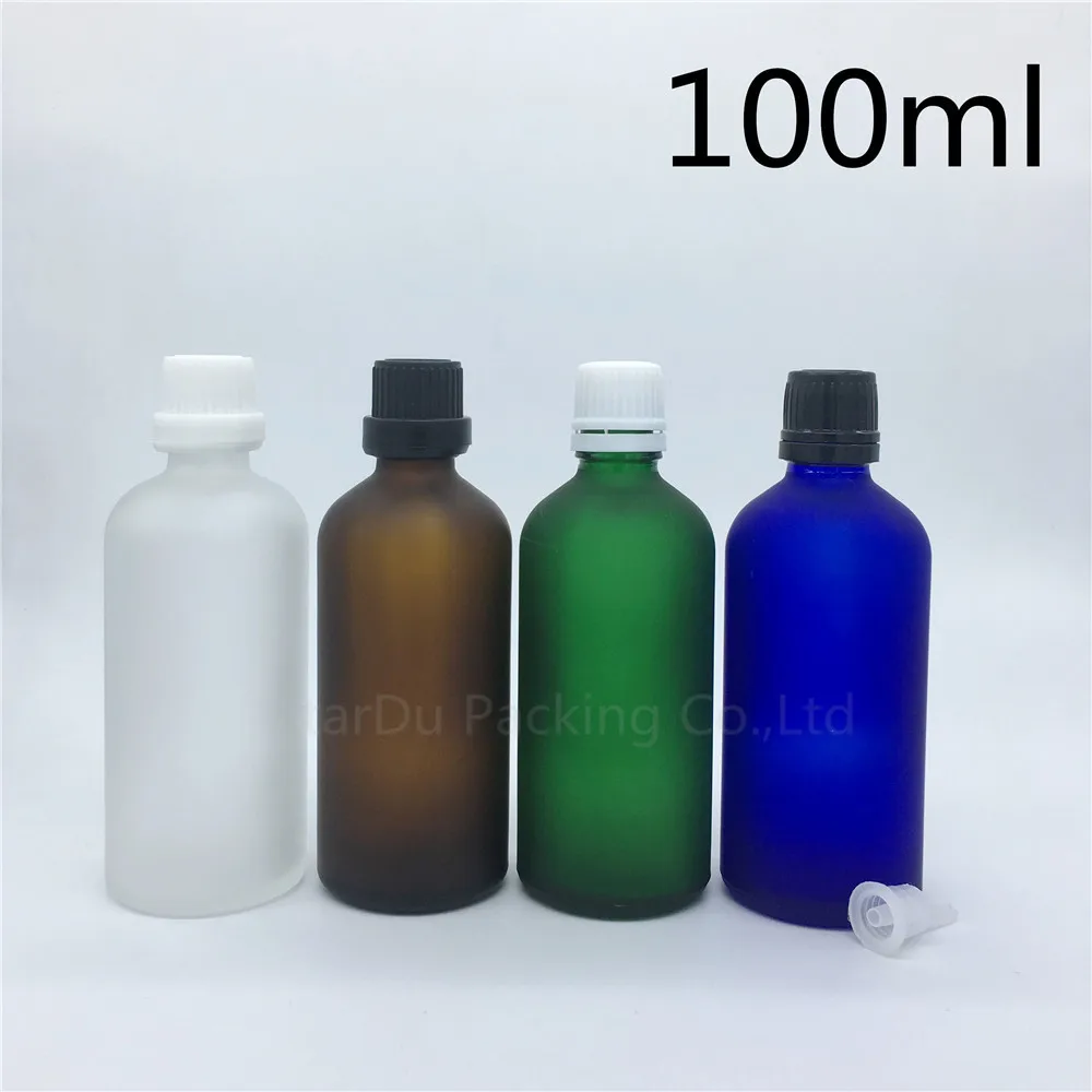 

Travel Bottle 100ml Green Blue Amber Transparent Frosted Glass Bottle, Vials Essential Oil Bottle With Tamper Evident Cap 100pcs