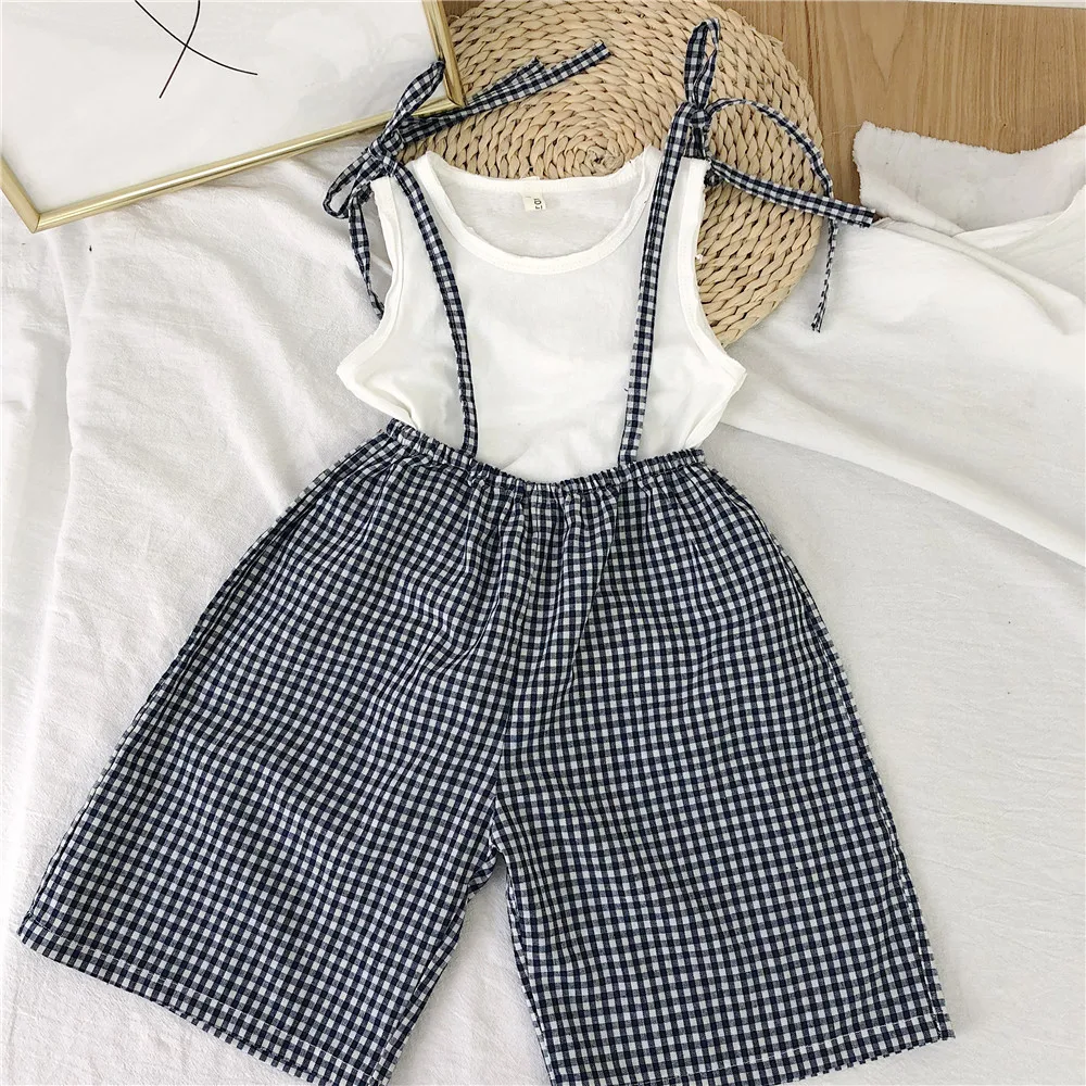Корейский стиль Модные широкие комбинезоны в клетку для мальчиков и девочек