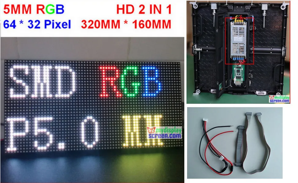 9 шт. 5 мм indoor светодио дный дисплей модули 320x160 + 3 предмета в комплекте источника