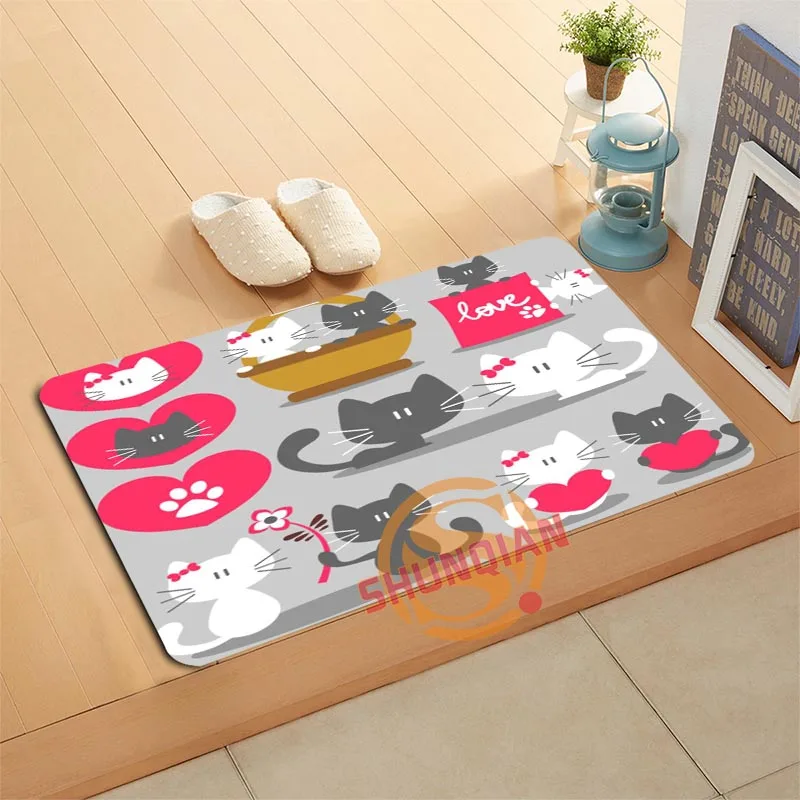 

Custom Cartoon Cat Doormat Bath Mats Foot Pad Home Decor Bathroom Mats Door Mat Floor Mat A320#31