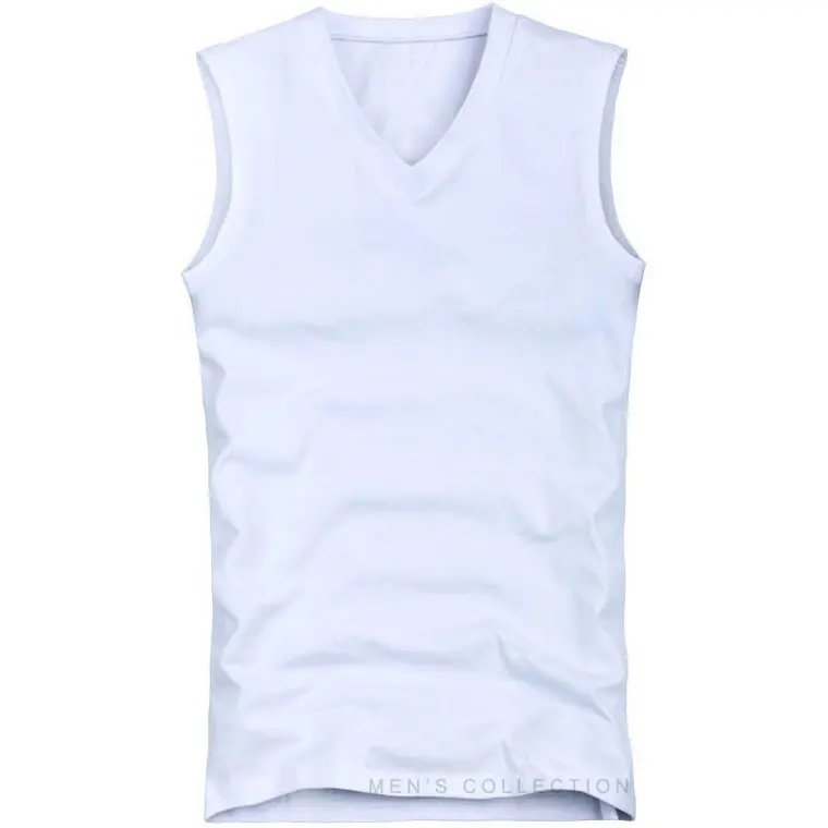 V neck White Летняя мужская мода без рукавов жилет мужской tide хлопок корейский Тонкий жилет Повседневная майка Топы Азия S M L XL XXL C171 - Цвет: V neck White