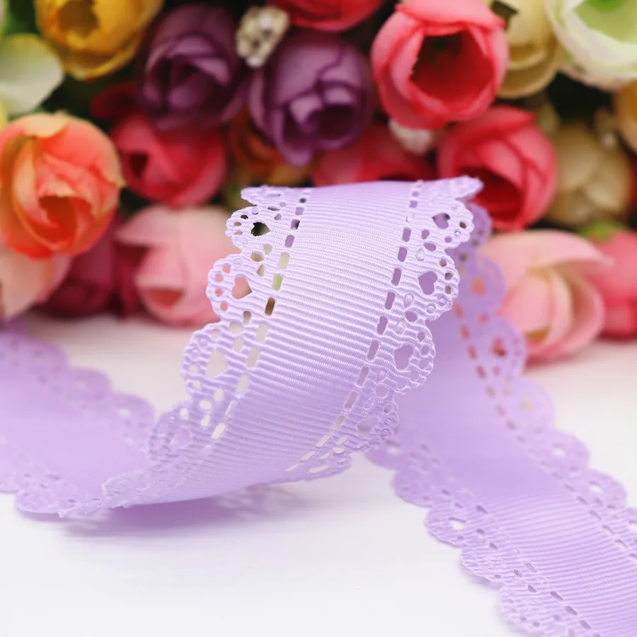 5 ярдов полые кружева Grosgrain ленты с сердцем персикового цвета 30 мм для волос луки
