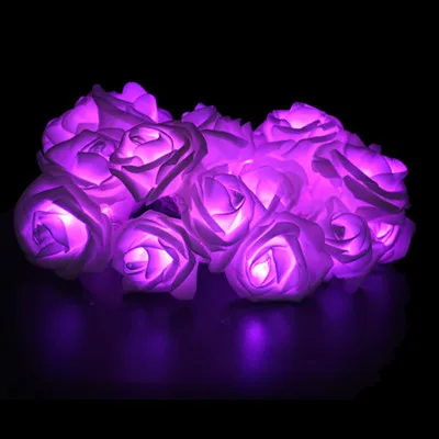 Purple 3 м 20 светодиодный Сказочный светильник на батарейках с розами для свадебной вечеринки, Дня Святого Валентина, гирлянда, украшение для рождественской вечеринки - Испускаемый цвет: Purple