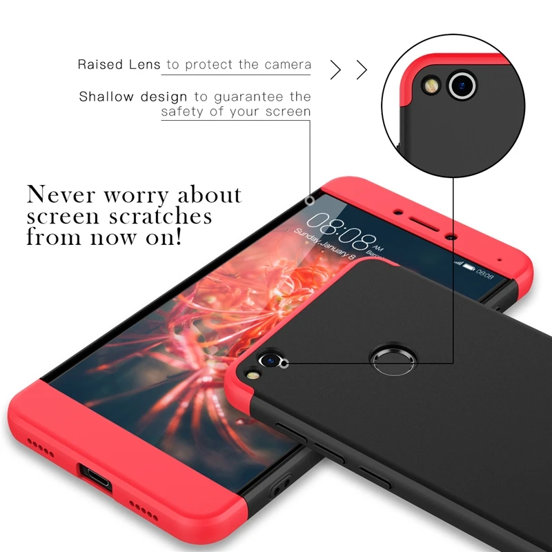 Yokata 360 ALL Body Hard PC Case For Huawei P8 Lite2017 Fitted Ultra Thin 3in1 Design Coque Cases |