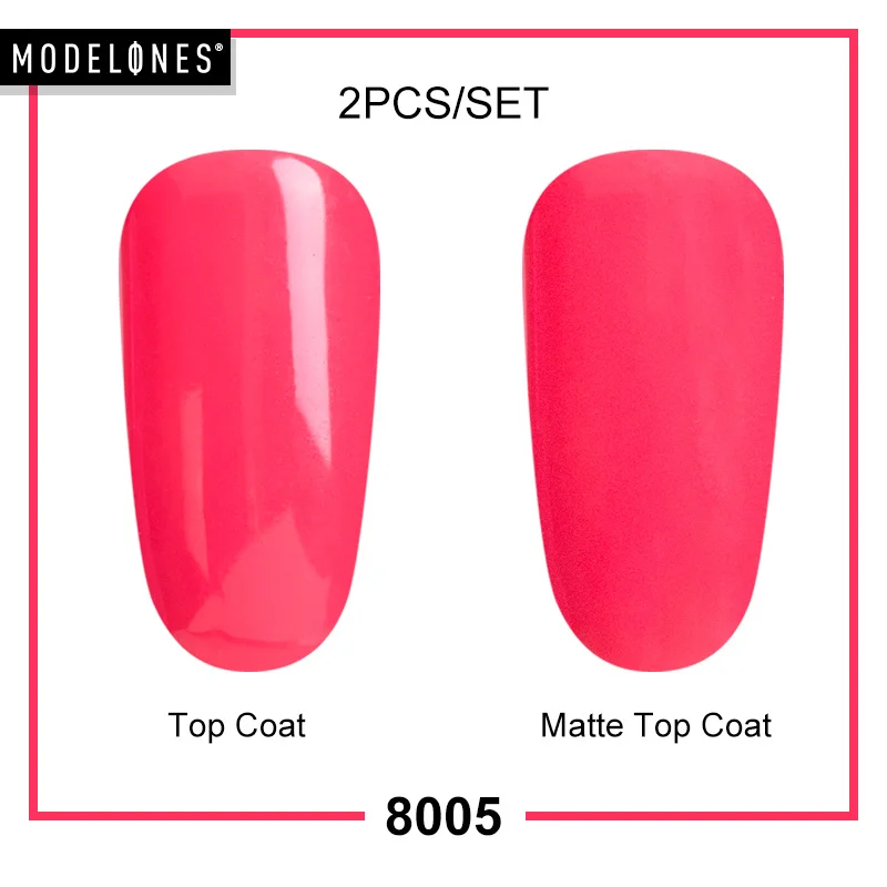 8005 MATTE TOP COAT Modelones, 2 шт./лот, Матовый верхний слой, набор гель-лаков для ногтей, сделай сам, матовый эффект, светодиодный Гель-лак для ногтей, наборы, Полупостоянный УФ-Гибридный гель - Цвет: 8005 MATTE TOP COAT
