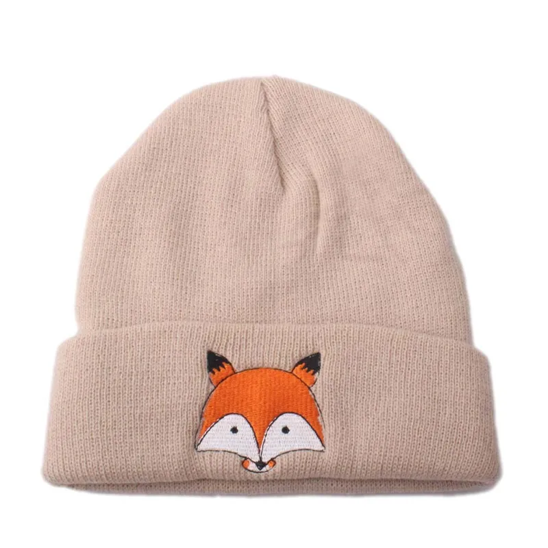 Winter Adult Unisex Knit Cartoon Fox Beanies Cap for Women High Quality Breathable Keep Warm Soft Hats Man Parent child Cap W20