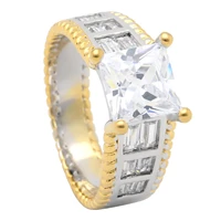 new elegant large square cubic zirconia ring fashion white brown stone wedding engagement rings for women ladies fashion jewelry