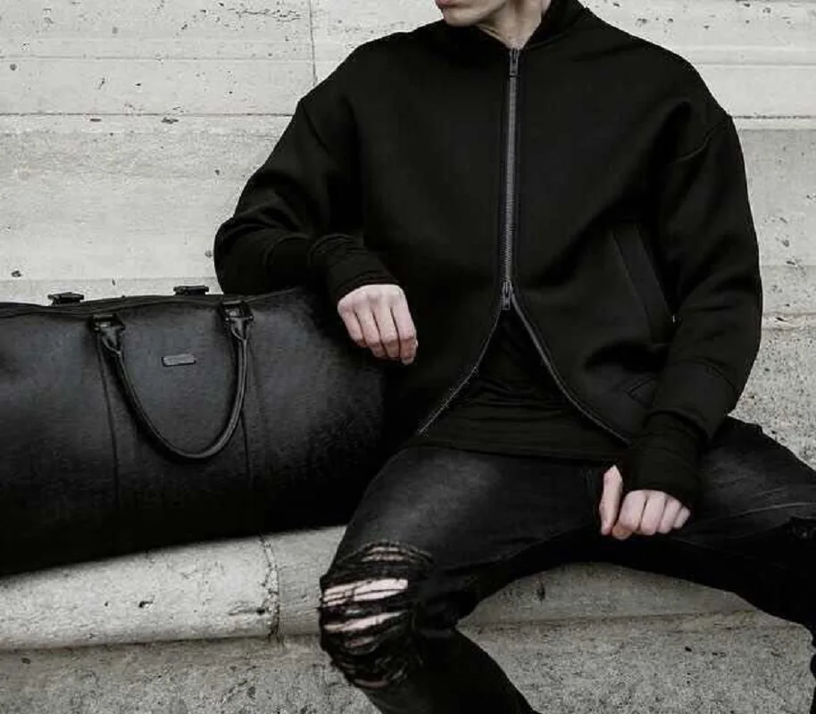 

Vogue Nice Men Jeans Fashion Super Skinny Black Slim Fit Pants With Holes Denim Scratched Biker New Black Ripped Jeans