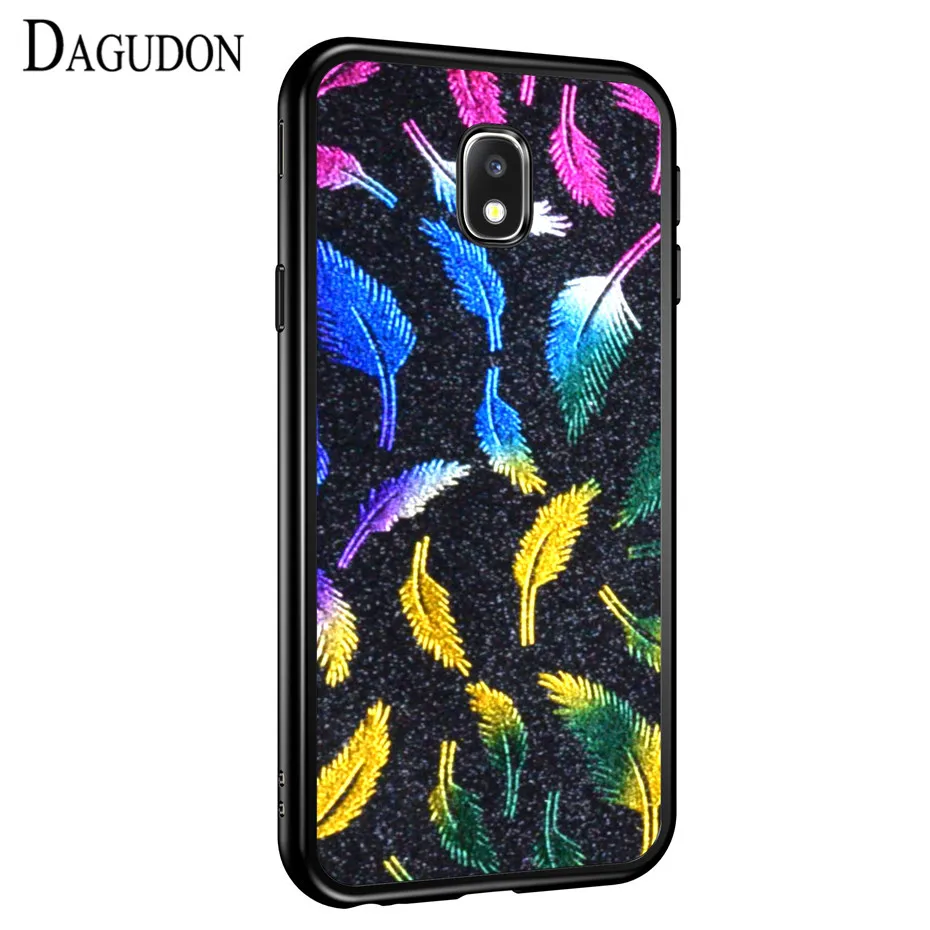 Dagudon перо чехол сверкающий с блестками для samsung Galaxy A5 A3 J3 J5 J7 2017 2016 2015 A8 A6 J4 J6 J2 2018