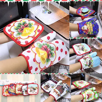 Перчатки для духовки выделенные перчатки термостойкий Коврик Рождественский