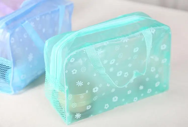 

Makeup Bags Cosmetic Bags Transparent Waterproof PVC Bag Floral Print For Toilet Bathing Pouch Travel 1200pcs SN1037