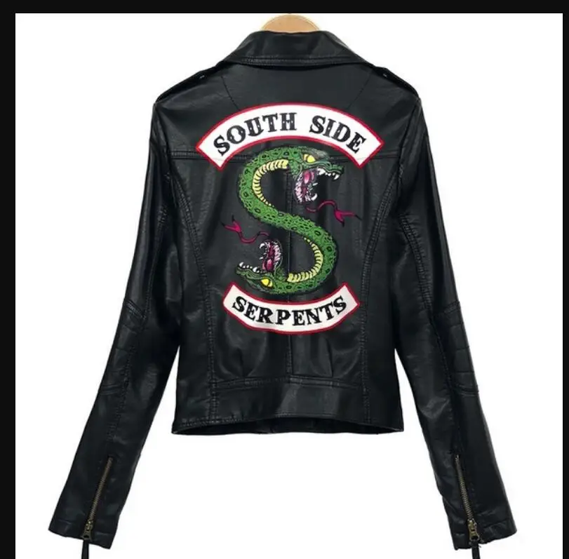 Южная сторона Southside Serpents ривердейл из искусственной кожи с капюшоном Красный Черный Мото куртка куртки для женщин уличная пальто из змеиной кожи мотоцикл