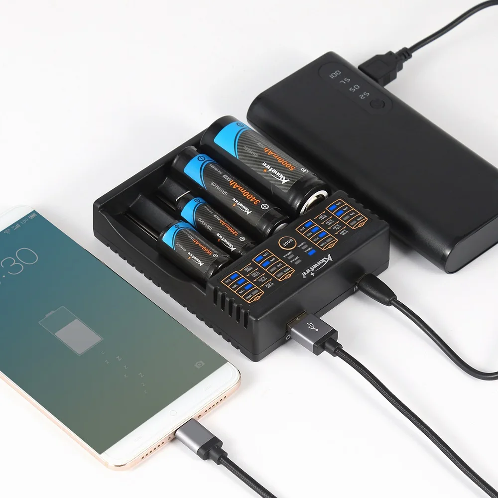 Зарядное устройство USB AloneFire MC104 1 2 в 3 7 85 В AA/AAA 18650 26650 14500 16340 умное зарядное для