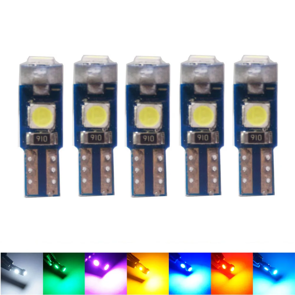 5 шт супер яркий T5 W1.2W 27 74 86 206 3 SMD 3030 светодиодный салона авто клина стороны