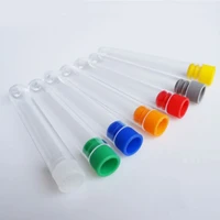 100pcs 20x153 mm plastic test tube with cap random colors of cap high quality clear like glass