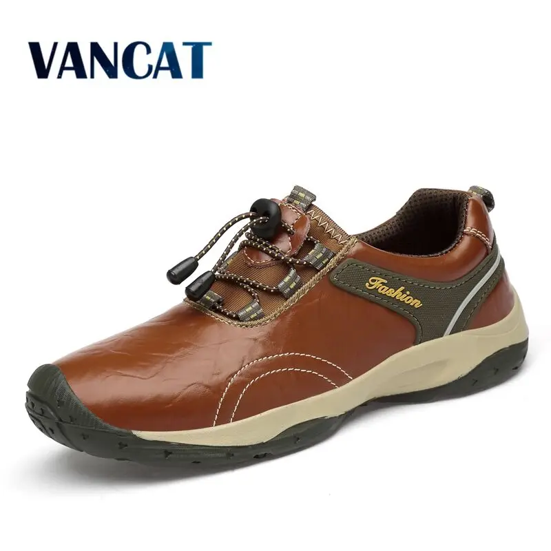 Мужские кожаные кроссовки брендовые водонепроницаемые на шнуровке Повседневная