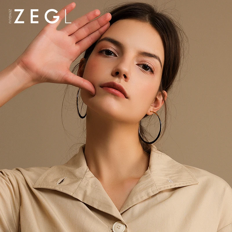 Женские большие серьги ZEGL с круглыми ушками | Украшения и аксессуары