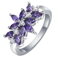 fashion rings engagement us 7 8 9 ring new vintage purple cz finger jewelry wedding gift luxury flower branch rings