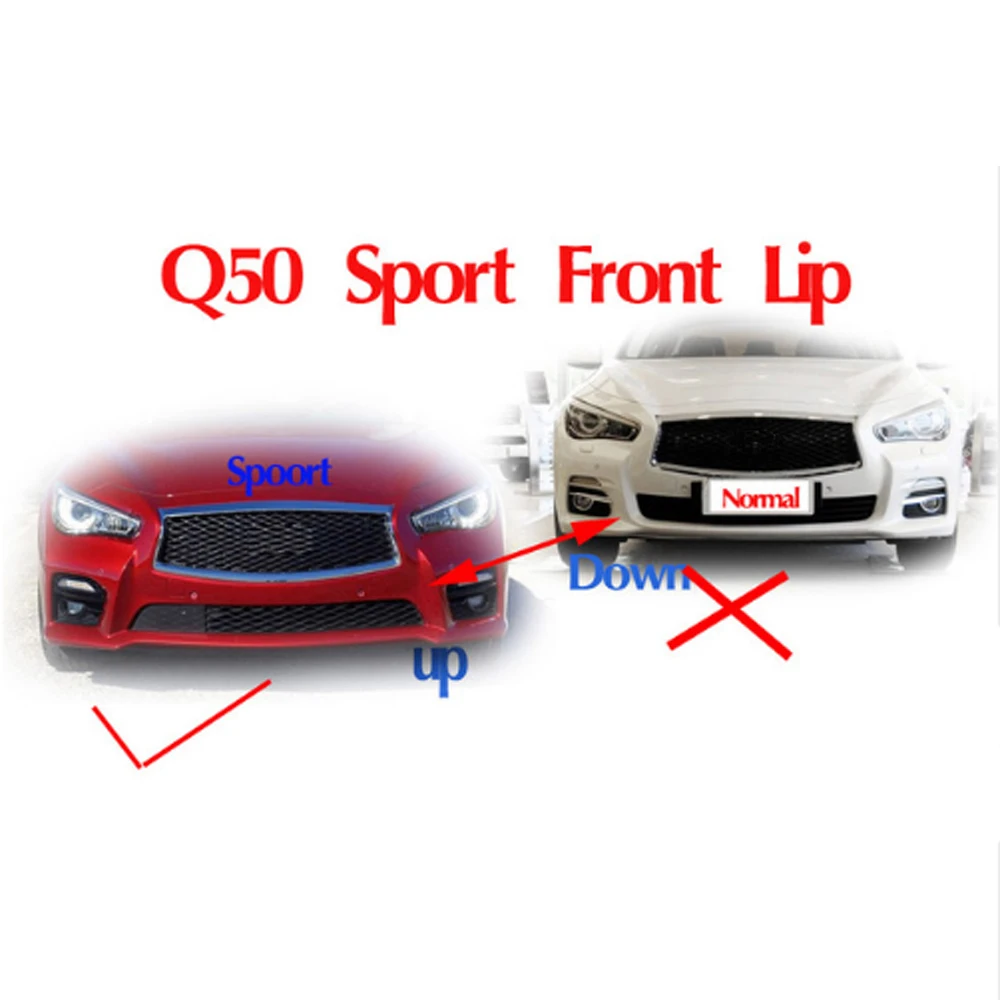 Sport Bumper ПУ, передний бампер спойлер для infiniti Q50 вверх - Цвет: Sport Bumper