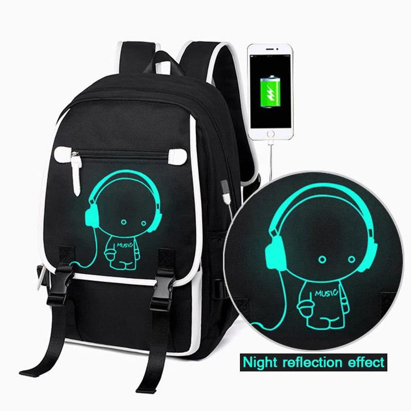 Picano, светящийся Школьный рюкзак, USB зарядка, школьный рюкзак, сумка для ноутбука для подростков, девочек, мальчиков, подарок, аниме-сумки, дорожная сумка, PCN067