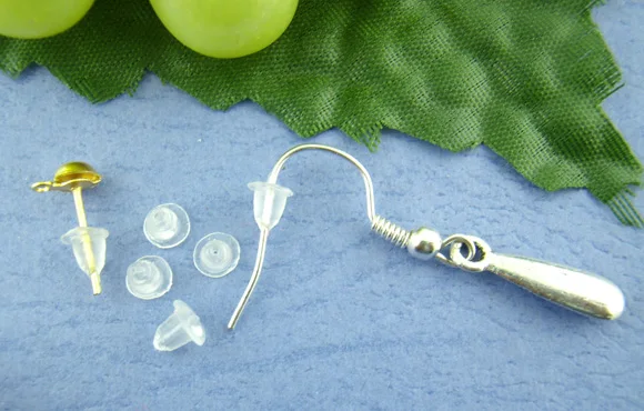 DoreenBeads серьги гайки для ушей прозрачная резина 5*5 мм 500 шт.|Ювелирная фурнитура и