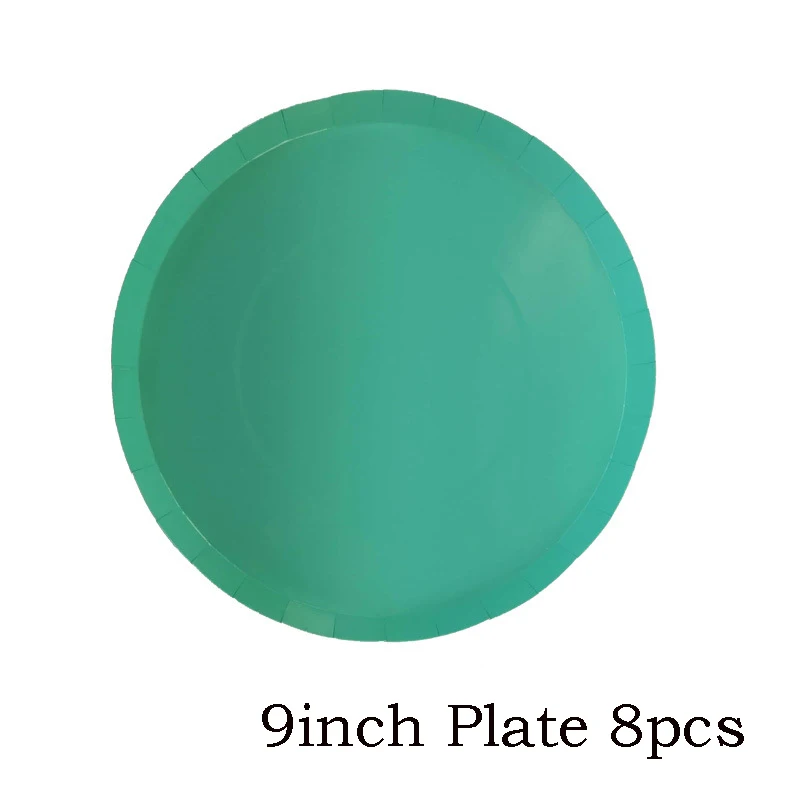9inch plate green 8 шт. одноразовая посуда, одноцветные бумажные тарелки для вечеринки, тарелка для торта, свадебные украшения для дня рождения - Цвет: 9inch plate green