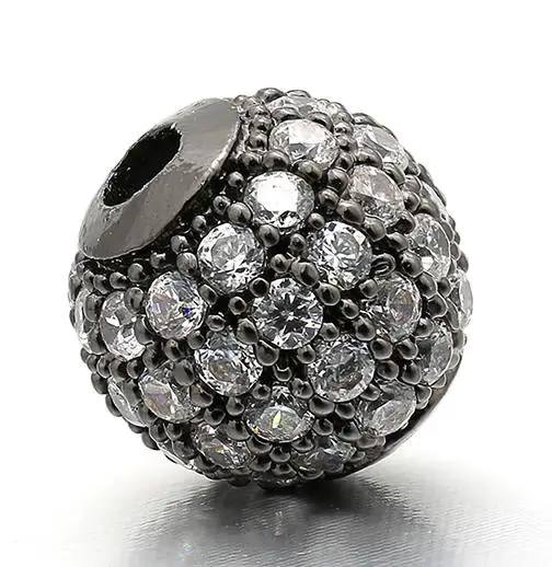 Gunmetal 8 мм лучшее качество латунные кубические циркониевые круглые разделительные бусины для изготовления ювелирных аксессуаров DIY, отверстие: 2 мм, Модель: VZ5 - Цвет: Gunmetal