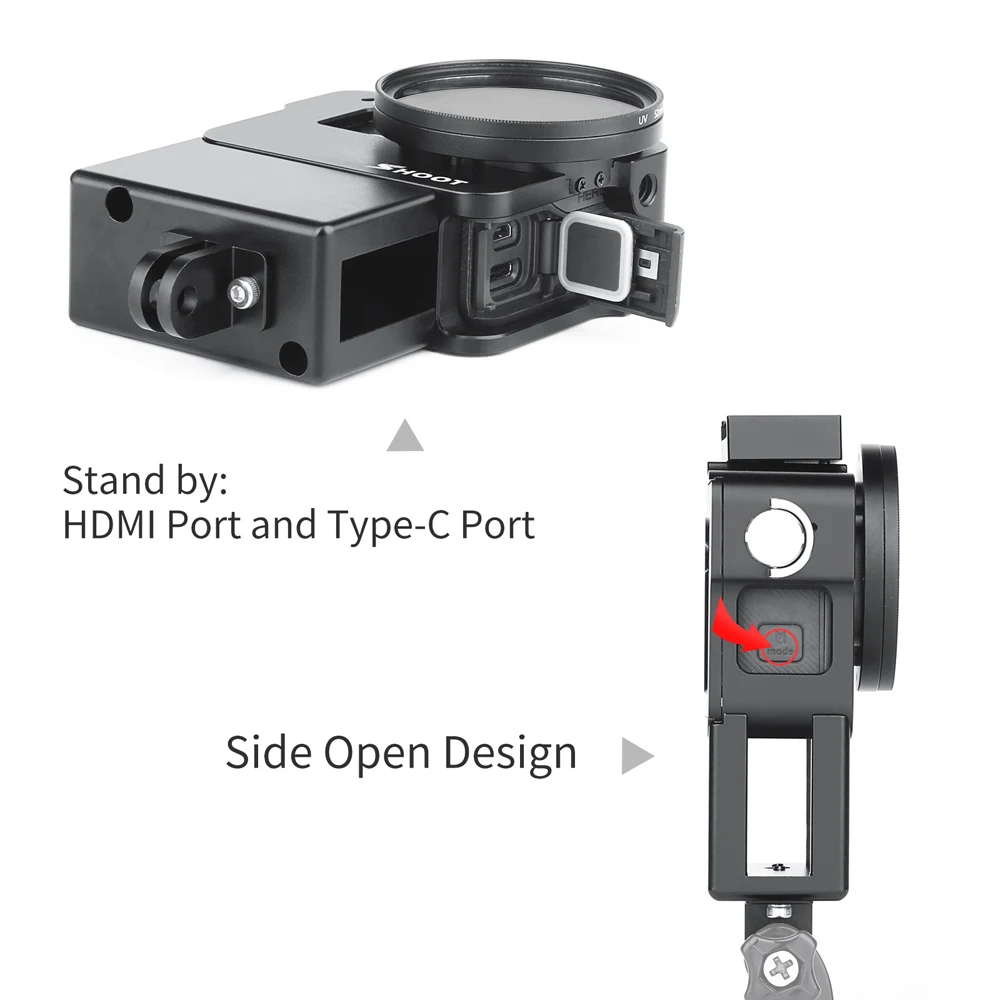 Защитный чехол -клетка для GoPro Hero 7 6 5 с черным креплением микрофона корпуса