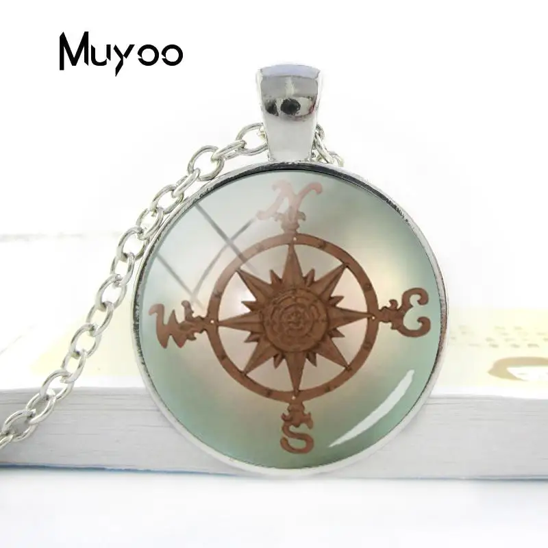Винтажное ожерелье с подвеской в виде старого компаса розы стиле стимпанк