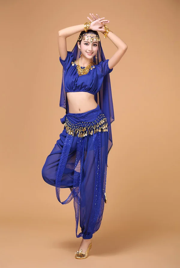 Костюм для танца живота костюм Болливуда женский комплект из 4 предметов
