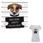 Тюремная фотография плохой собаки, аппликации с помощью утюга, моющиеся термопереводки, джинсы, наклейки, одежда сделай сам, декоративный значок для футболки